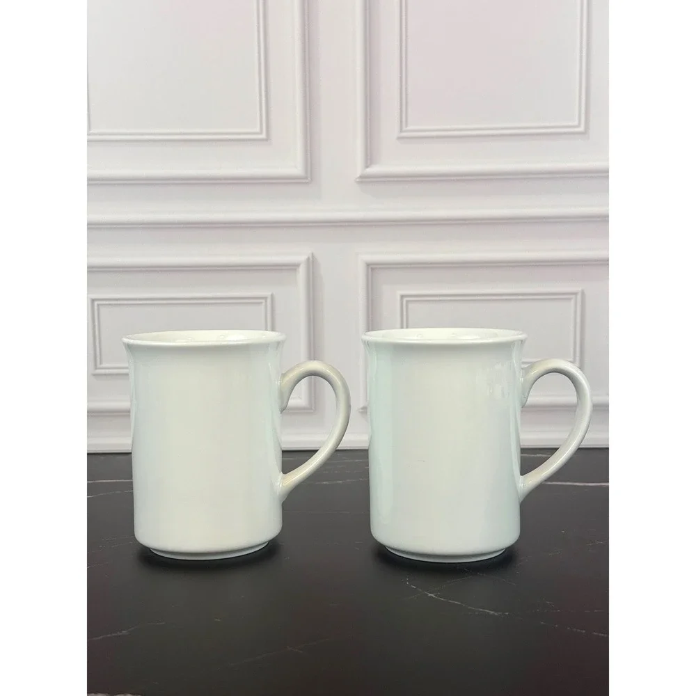 Sur La Table PAIR (2) White Ceramic‎ Bistro Mugs